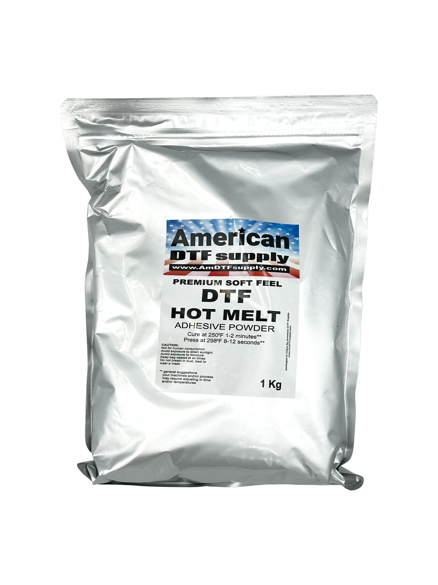 American DTF Supply extra fine DTF powder for transfer printing, shown in a clear image.