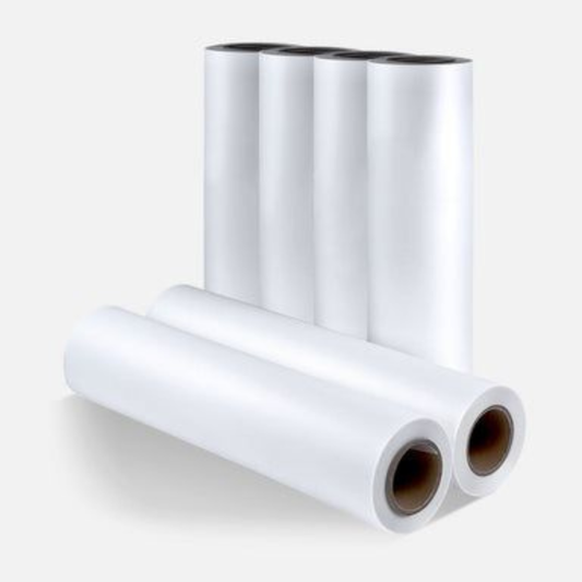 American DTF Supply 16-inch Any-Peel DTF transfer film rolls, showing clear film with printed design ready for printing.